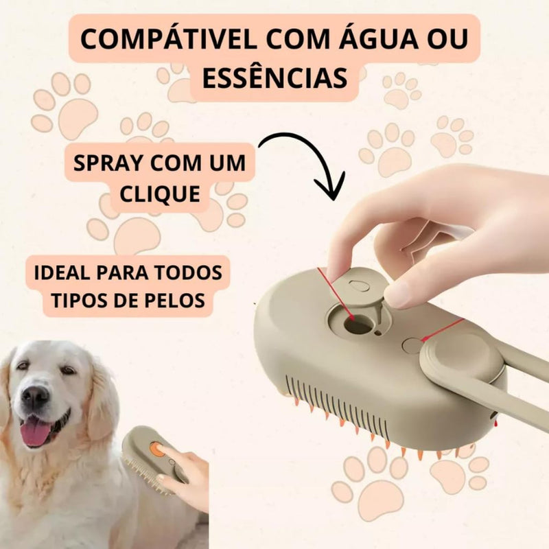 Escova Autolimpante 3 em 1 para Pelo & Higiene- ideal para manutenção em casa