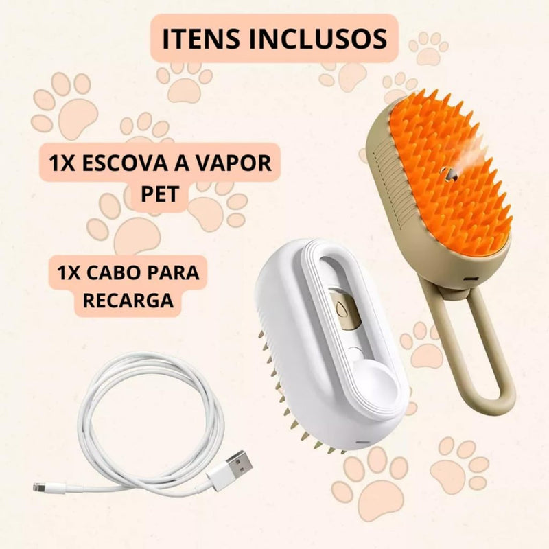 Escova Autolimpante 3 em 1 para Pelo & Higiene- ideal para manutenção em casa