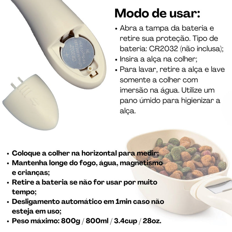 Colher Medidora Digital - Precisão na Alimentação do Seu Pet