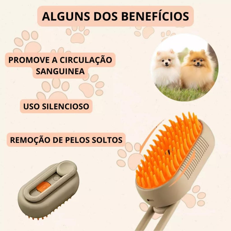 Escova Autolimpante 3 em 1 para Pelo & Higiene- ideal para manutenção em casa