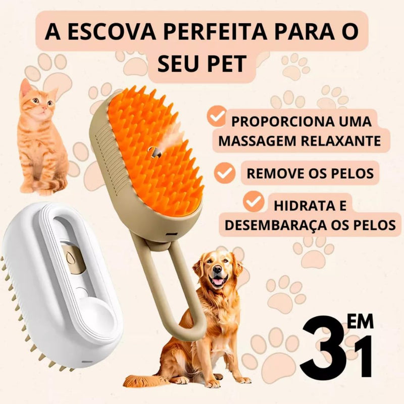 Escova Autolimpante 3 em 1 para Pelo & Higiene- ideal para manutenção em casa
