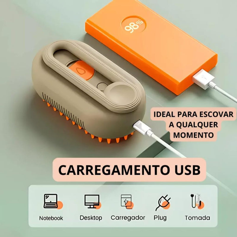 Escova Autolimpante 3 em 1 para Pelo & Higiene- ideal para manutenção em casa